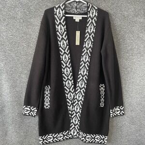 Ariat Cardigan Sweater Womens Large Black Lander Open Front Geometric Knit